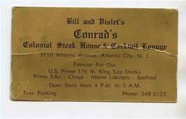 Conrad's Colonial Steak House Business Card Atlantic City New Jersey - $13.86