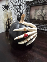 HALLOWEEN 3D Skeleton Hands Black Pumpkin Figurine Statue Decor 6.5&quot; - $32.99