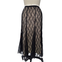Vtg Laura Ashley Nylon/Polyester Black Lace Overlay Skirt Sz L - $48.11