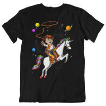 Cat Cowboy Riding Unicorn Funny Fantasy Unisex T-Shirt - £22.73 GBP