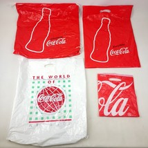 (Lot Of 4) Coca Cola Shopping Bag Drawstring Plastic Bags - $10.88
