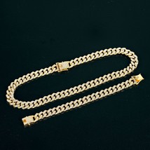 AZ 20mm Hip Hop Iced Out Paved Rhinestones 1Set Bracelets Necklace Full Miami Cu - £38.44 GBP