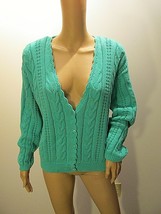 PORTRAITS by Northern Isles Knit Pant Suit 2pc Turquoise M/14 Cable Knit... - $39.95