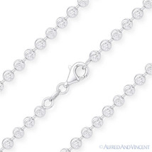 Moon Cut 4.1mm Ball Bead Chain Necklace in .925 Italy Sterling Silver w/ Rhodium - £90.14 GBP+