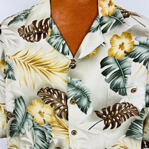 Island Shores Aloha Hawaiian XXL Shirt Palm Floral Hibiscus Tropical Green - £35.88 GBP