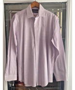 Saks Fifth Avenue Men&#39;s Button Up Purple  Size 16.5 34/35 Long Sleeve Tr... - $334.22 MXN