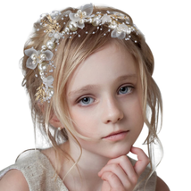Lorcoo Flower Girl Headpiece, Flower Girl Pearl Headband Flower Crown for Girls  - £11.15 GBP