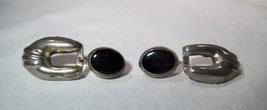 Vintage Mexico Sterling Silver Onyx Dangle Earrings K1101 - £43.14 GBP
