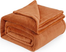Bedsure Burnt Orange Throw Blankets Fleece Blanket King - - £42.43 GBP