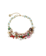 Betsey Johnson Christmas Jingle Bell Bling Charm Bauble Bib Necklace Gol... - $203.70 CAD