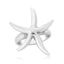 Trendy Shiny Curvy Starfish .925 Silver Ring-7 - £17.08 GBP