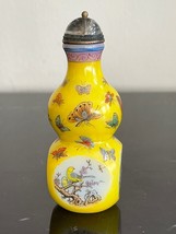 Vintage Chinese Hand Painted Peking Glass Birds Butterflies Snuff Bottle - £237.76 GBP