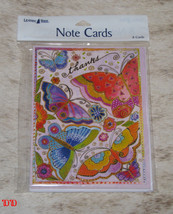LEANIN TREE Thanks Butterfly~Laurel Burch #35678~8 Notecards~Color Blank Inside~ - £6.18 GBP