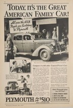 1935 Print Ad Plymouth All Steel Body Cars 4-Door with Hydraulic Brakes - $21.58