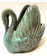Vintage Gonder USA Pottery Swan Planter Vase E 44 Signed Teal Blue 5 x 5... - £15.59 GBP