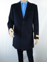 Men 100% Soft Wool 3/4 Length Winter Top Coat Cashmere Feel  #Til-71 Navy Blue - £137.03 GBP