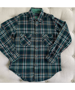 Vintage 70s JC Penney Green Plaid Flannel Button Up Shirt M - €17,89 EUR