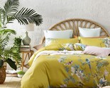 Exotic Modern Floral Print Bedding Birds Flowers Dusty Grey, Citronelle ... - $112.99