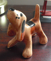 Vintage Ceramic Brown Black Pointer Dog Figurine 3&quot; Tall LOOK - £13.93 GBP