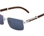 Luxe Executive Slim Half Rim Rectangular Metal &amp; Wood Aviator Sunglasses... - £7.65 GBP