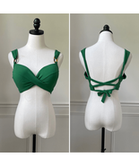 NWOT Robin Piccone Kelly Green Twist Front Bikini Top Lace Back M D Cup - €46,34 EUR