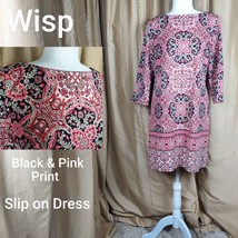 Wisp boho Moroccan paisley hippie Print Dress Karis Ponte Beige Rose siz... - $24.00