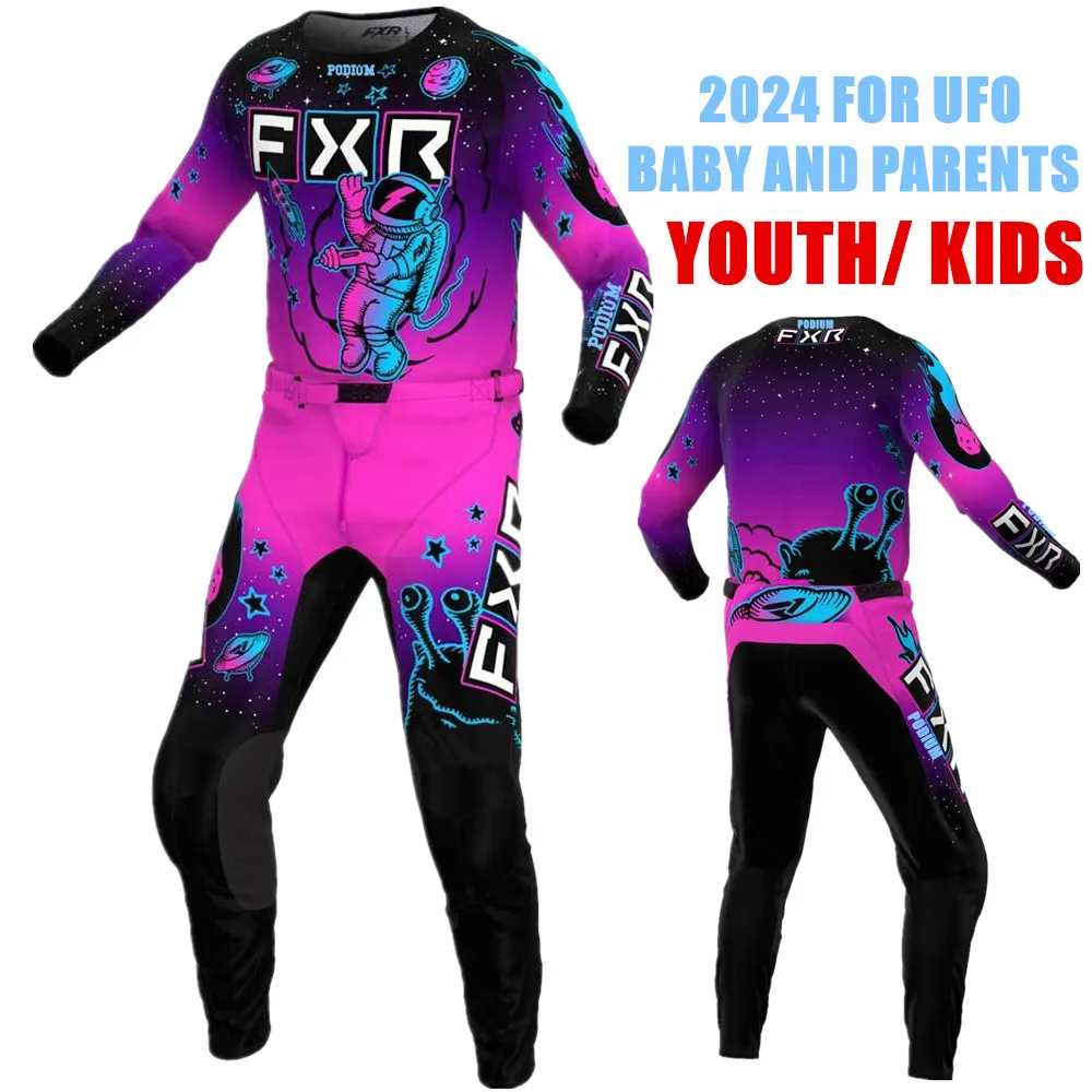 24 YOUTH Podium FXR Purple Kids MX Gear Set Off Road Kit Children Motorc... - £64.10 GBP+