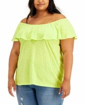 MSRP $50 Style Co Plus Size Cotton Printed Off-T Lightest Green Size 3X - £10.37 GBP