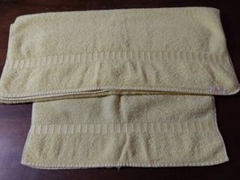 Vintage Dundee Cotton Yellow Bath Hand Towel 2pc Vintage - £12.91 GBP