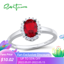 Silver Rings For Women Pure 925 Sterling Silver Glamorous Red Oval Glass Ring El - £20.27 GBP