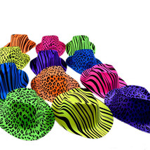 24 Pack Neon Animal Print Plastic Party Hats, Fedora with Gangster Mafia... - $21.73
