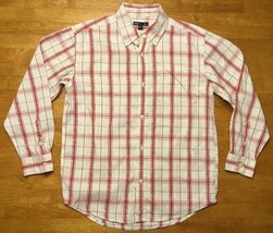 Gap Kids Boy&#39;s White &amp; Red Plaid Long Sleeve Dress Shirt - Size: Large - £11.15 GBP
