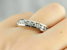 1.00 Ct Channel Set Diamond Ring Half Eternity Wedding Band 14k White Gold GP - £77.10 GBP