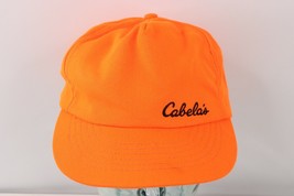 Vintage 90s Cabela&#39;s Spell Out Hunting Snapback Hat Cap Bright Orange USA Made - $34.60