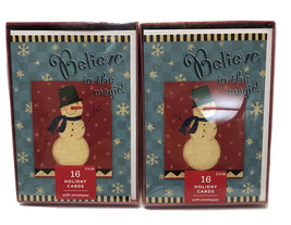 Image Arts Believe In The Magic Snowman Holiday Cards 16ct Each Lot of 2 New - $13.25