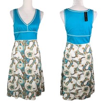 Chaudry Dress Medium Lightweight Summer Midi Sleeveless Dress Teal Flora... - $35.00