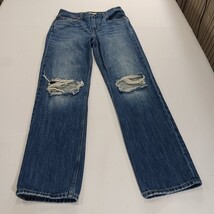 Levis Low Pro Straight Womens Blue Cotton Distressed Denim Jeans Size 26 (27×31) image 11