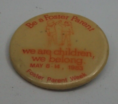 Foster Parent Week 1983 Smudged Faded 2.25&quot; Vintage Pinback Pin Button - $2.90