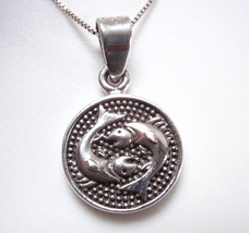 Pisces Zodiac Sign Reversible 925 Sterling Silver Pendant Astrology - £11.53 GBP