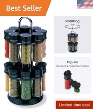 Premium Chrome-Plated Spice Rack with 16 Refillable Jar Set - Kitchen Gift - $37.00