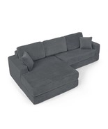 Minimalist Gray Corduroy L-Shape Modular Sectional Sofa Bed - $1,191.25 CAD