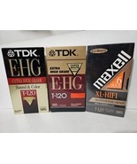 TDK &amp; Maxell  VHS Video Tapes T-120 E-HG Extra High Grade [3 Pack] NEW, ... - £10.97 GBP