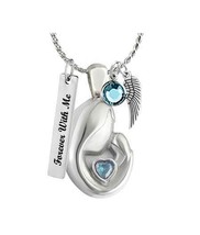 Mother &amp; Child Blue Loving Heart Ashes Urn - Love Charms™ Option - £23.85 GBP