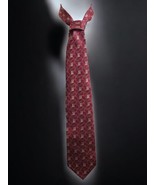 Vintage Pastime by Arrow Silk Tie Geometric Red Gold 1970s USA 60&quot; x 3.5&quot; - $18.57