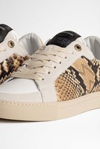 Zadig &amp; Voltaire Board Wild Leather Low Top Sneakers Desert $398 Sz 38 NIB - $163.34