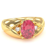 Men&#39;s Designer Pink Tourmaline Diamond Ring In Solid 14k Yellow Gold - $1,085.32 CAD