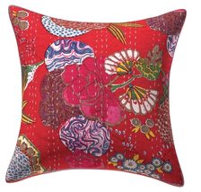 INDACORIFIE 16&#39;&#39; x 16&#39;&#39; Handmade Kantha Cushion Pillow Case Boho Floral Throw So - £11.98 GBP