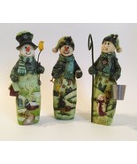 Snowman Figurines Set of 3 Christmas Tree Carved Resin Carrot Nose Holid... - £35.97 GBP