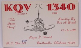 Vintage CB Ham radio Amateur Card KQV 1340 Bartlesville Oklahoma Space Ship - $4.94