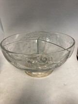Rare XL Cambridge Chantilly 10 Inch 3-Section Serving Bowl Glass Sterling Base - £130.53 GBP